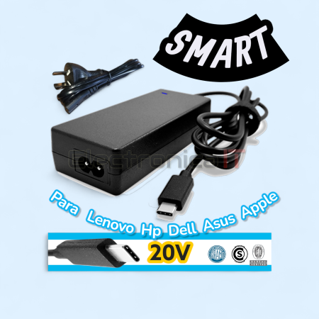 FUENTE TIP C SMART 5V 9V 12V 15V 19V 20V 3,25A 65W
